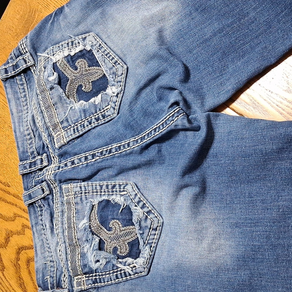 ROCK REVIVAL Jeans Womens 28 BLUE SHERRY EASY CAPRI Pants Denim Used Preowned